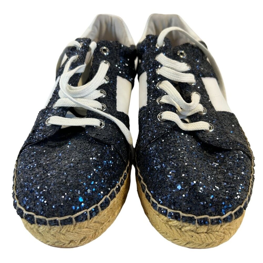 Marc Fisher Womens Navy Glitter Espadrille Sneakers Size 9.5M - Picture 2 of 9